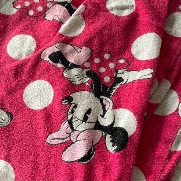 Disney Pajama Bottoms Girls Size 12-14 Large Pink Minnie Mouse Print Tie Waist - Picture 2 of 4